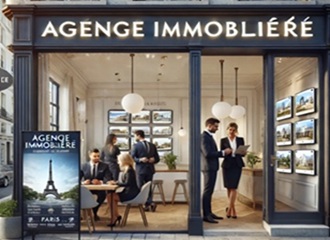 Ein elegantes und modernes Immobilienbüro beginnt in Frankreich